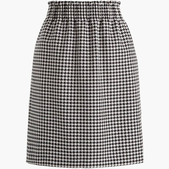 J. Crew Factory Wool Blend Black White Houndstooth Plaid Sidewalk Skirt 10 - Picture 1 of 8